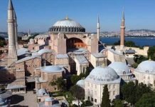 Turkish Muslims offer Eid prayers at Hagia Sophia