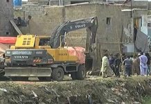 Anti-encroachment drive on nullahs in Karachi continues on second day