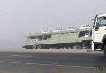 Electric cars destroyed as trailer overturns at National Highway in Nawabshah cars - The News Today- TNT