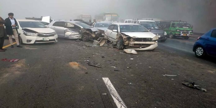 Accidents on motorway due to fog