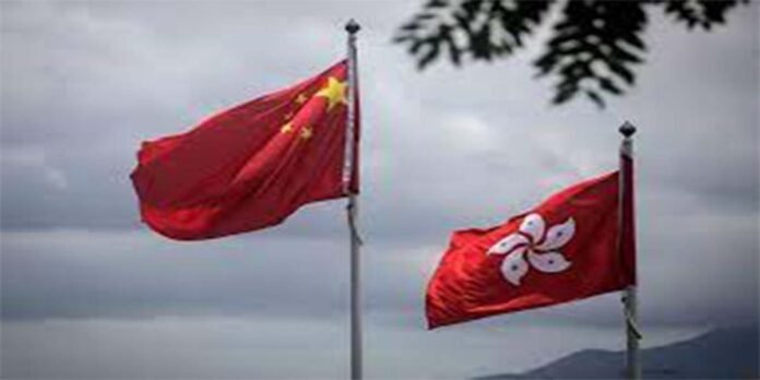 Flags of China and Hong Kong