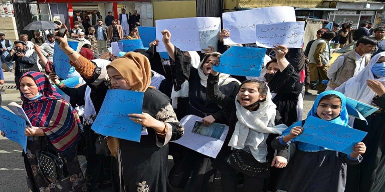Afghan female students, lecturers protest in Kabul against Taliban’s closure of varsities