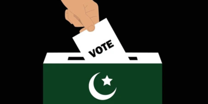 Pakistan Elections – Ballot Box Symbolizing Vanishing Votes Ballot box with Pakistan flag in background representing elections.