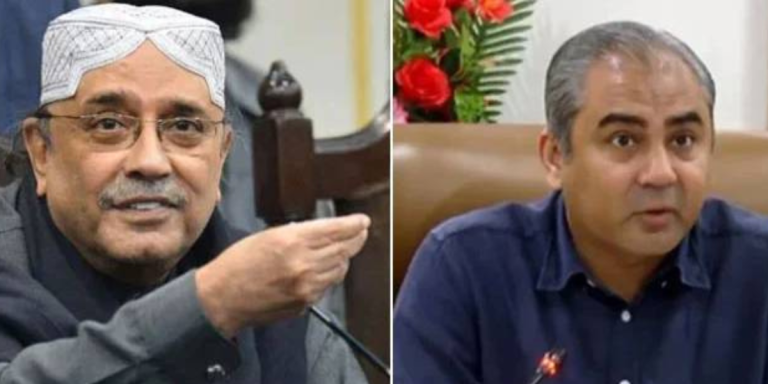 President Asif Ali Zardari in meeting with Interior Minister Mohsin Naqvi in Karach